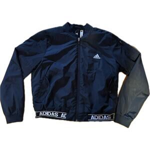 Adidas Women's Bomber Jacket Black Size L‎ Full Zip Long Sleeve